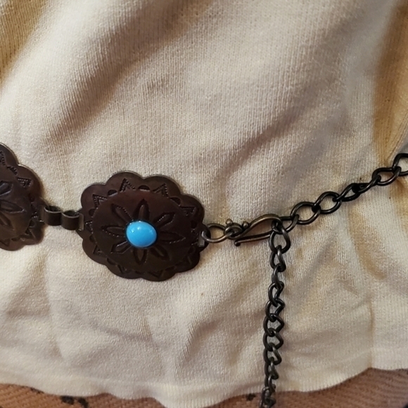 Vintage Faux Turquoise Conch belt M - Picture 3 of 9